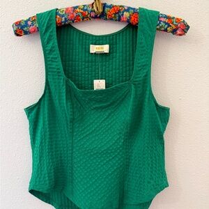 Anthropologie Maeve Emerald Textured Tank Top